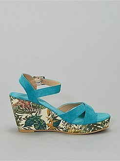 Sandálias compensadas estampadas - Kiabi