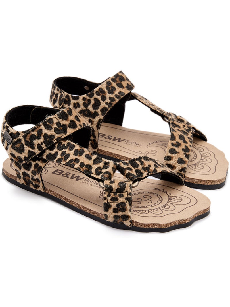 Sandálias Conguitos Barefoot Goflex Estampado Preto Dourado - Kiabi