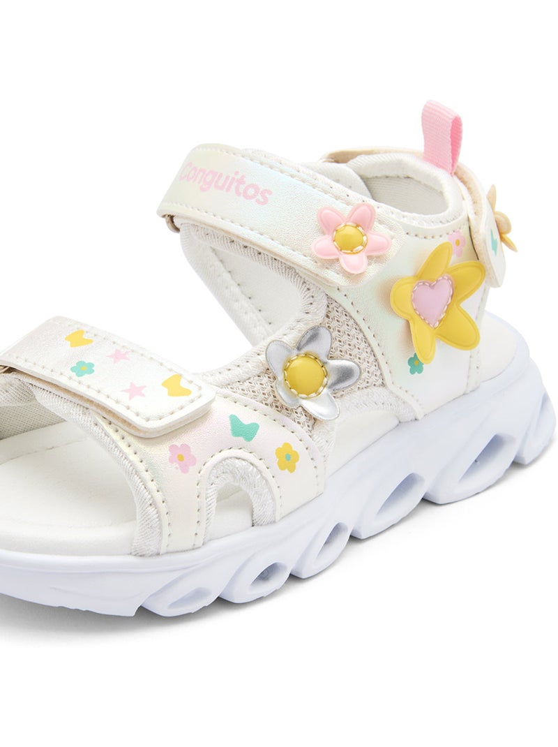 Sandálias conguitos floral luces Branco - Kiabi