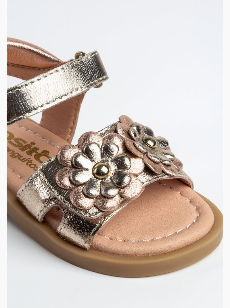 Sandálias conguitos flowers metallic Castanho - Kiabi