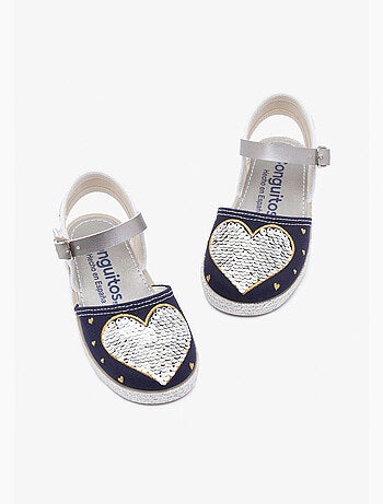 Sandálias conguitos heart reversible sequins