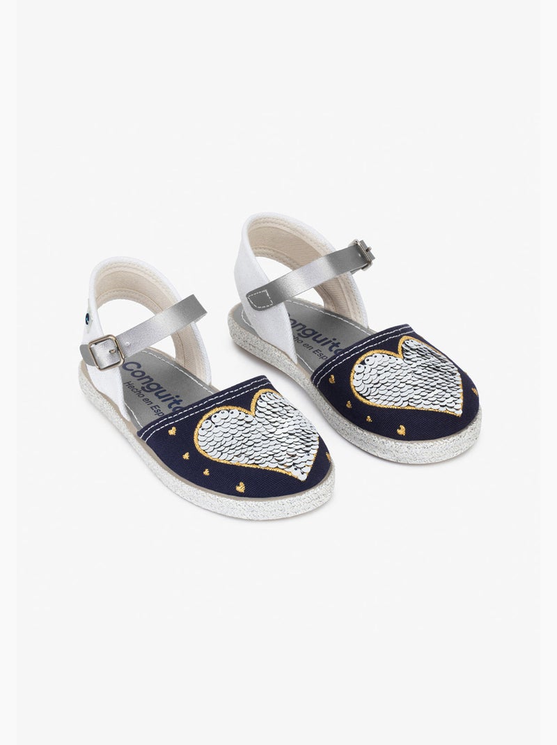 Sandálias conguitos heart reversible sequins Azul-marinho - Kiabi