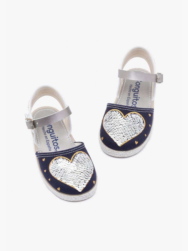 Sandálias conguitos heart reversible sequins Azul-marinho - Kiabi