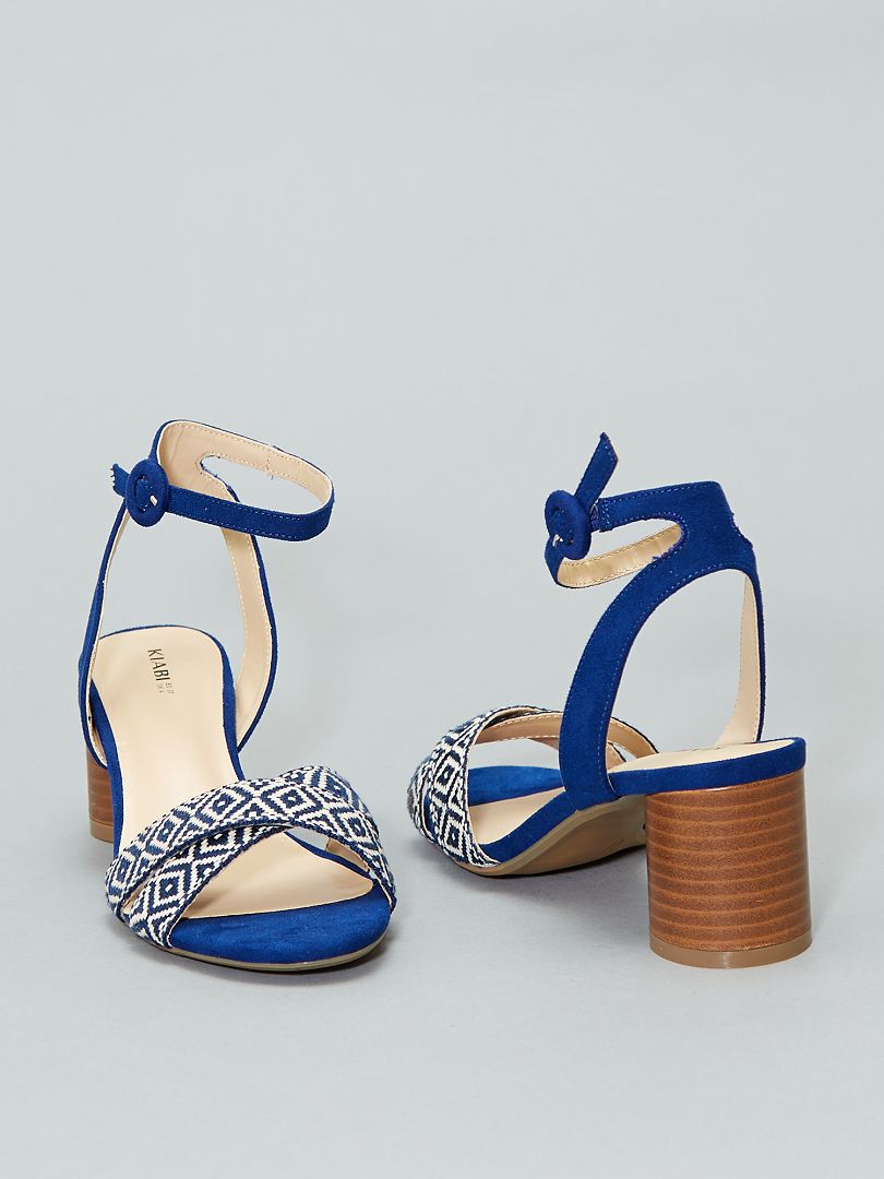 Sandálias cruzadas bordadas Azul - Kiabi