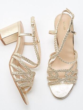 Sandálias de cerimónia douradas com salto