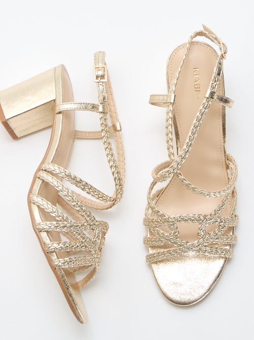 Sandálias de cerimónia douradas com salto - Kiabi
