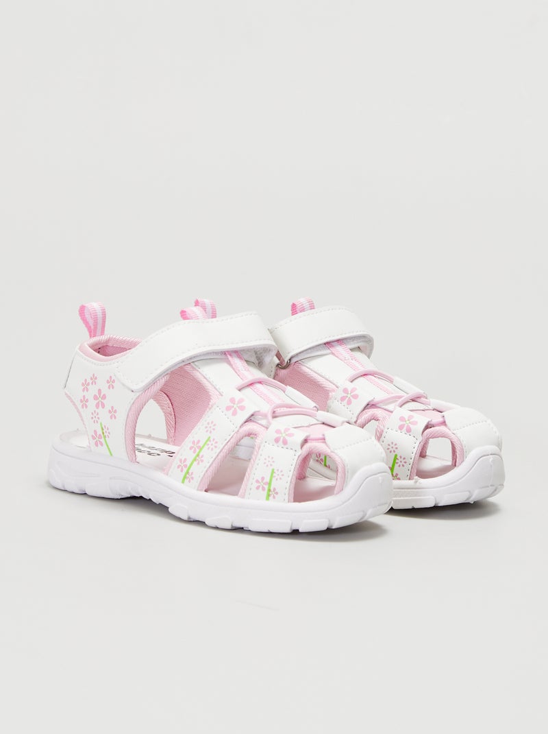 Sandálias de estilo desportivo com tiras de velcro BRANCO - Kiabi