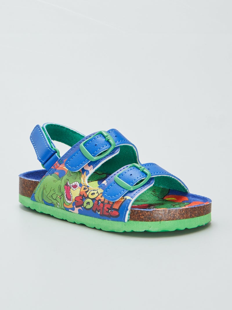 Sandálias de fivela dupla com estampado de dinossauro Azul - Kiabi