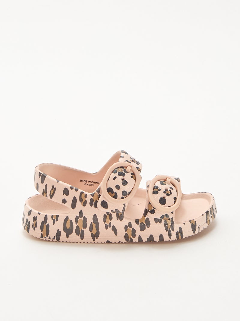 Sandálias de plástico com padrão de leopardo Castanho - Kiabi