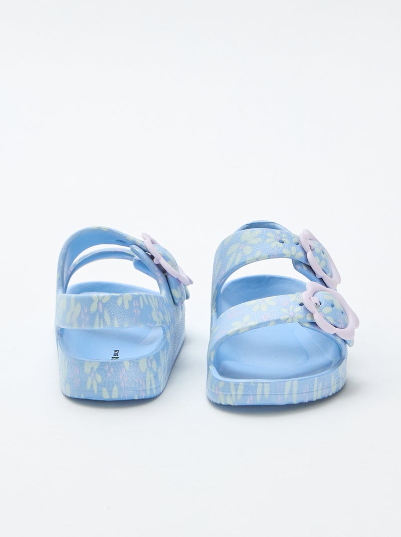 Sandálias de plástico com padrão floral Azul - Kiabi