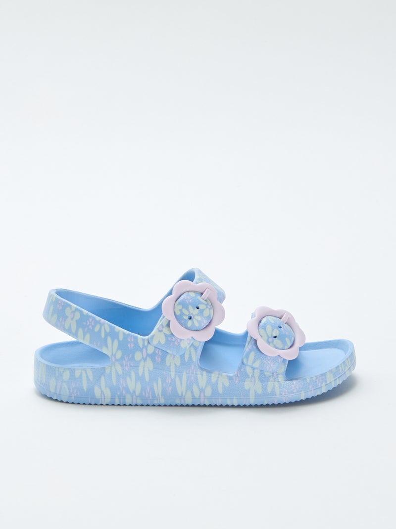 Sandálias de plástico com padrão floral Azul - Kiabi