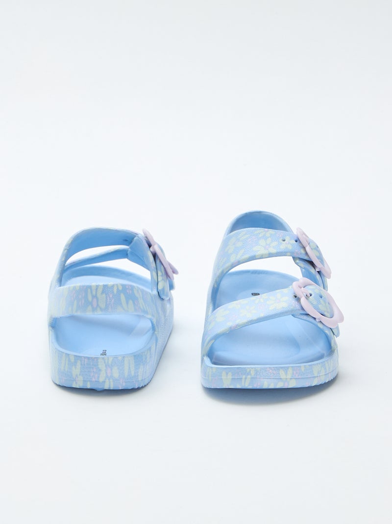 Sandálias de plástico com padrão floral Azul - Kiabi