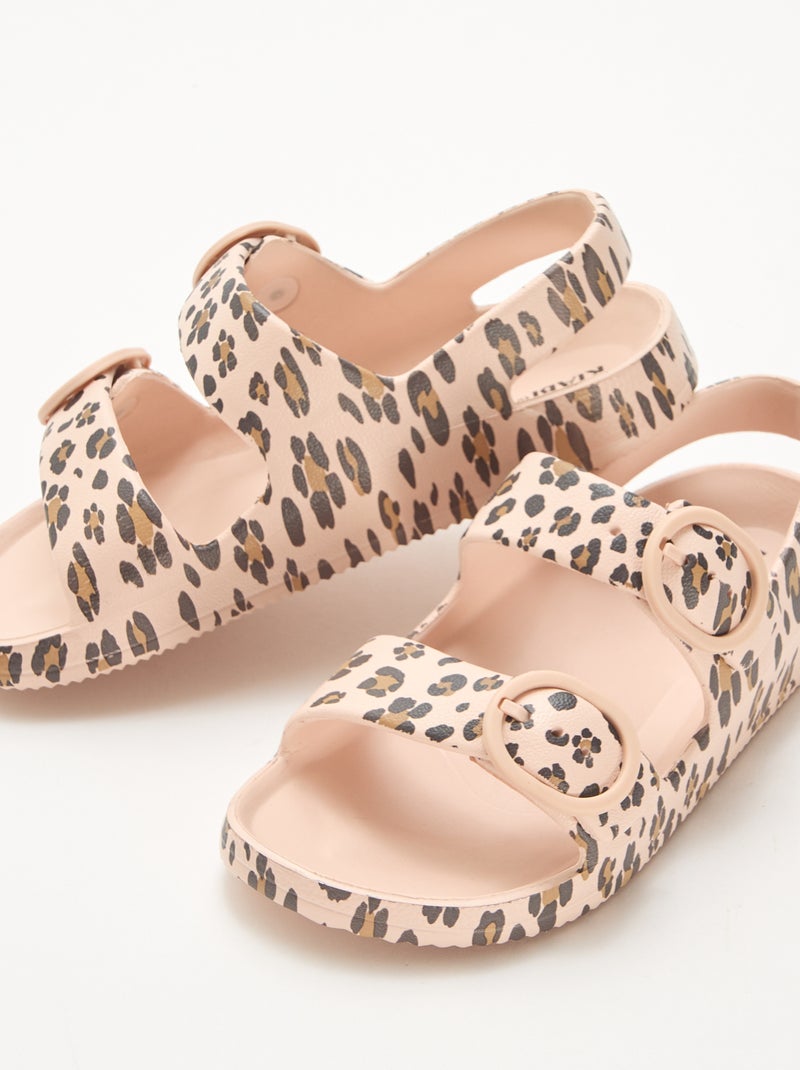 Sandálias de plástico com padrão leopardo Castanho - Kiabi