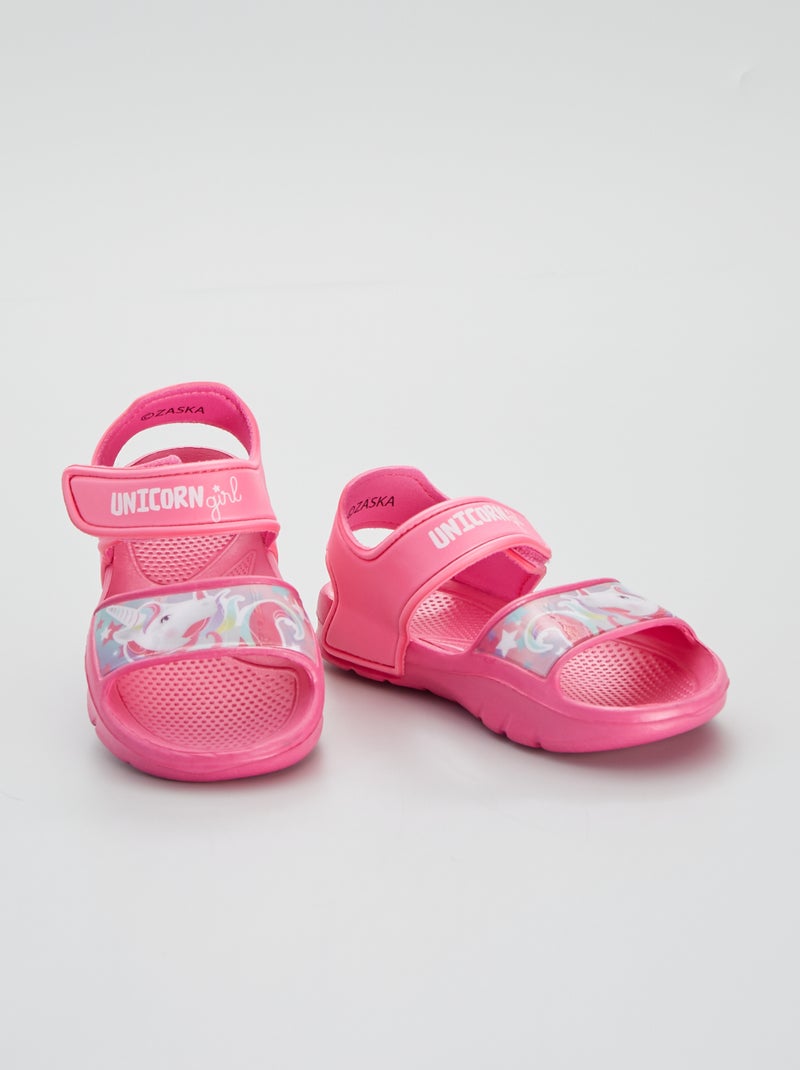Sandálias de plástico moldadas 'unicórnio' Fuxia - Kiabi