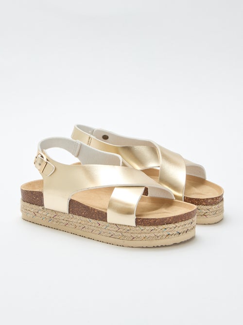 Sandálias de plataforma com tiras cruzadas - Kiabi