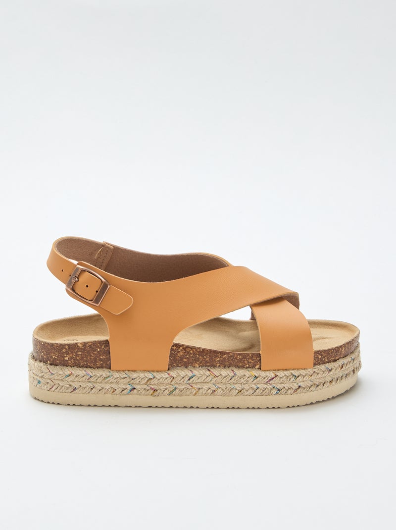 Sandálias de plataforma com tiras cruzadas Castanho - Kiabi