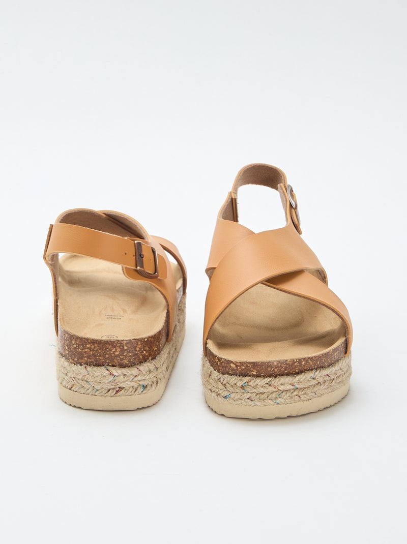 Sandálias de plataforma com tiras cruzadas Castanho - Kiabi