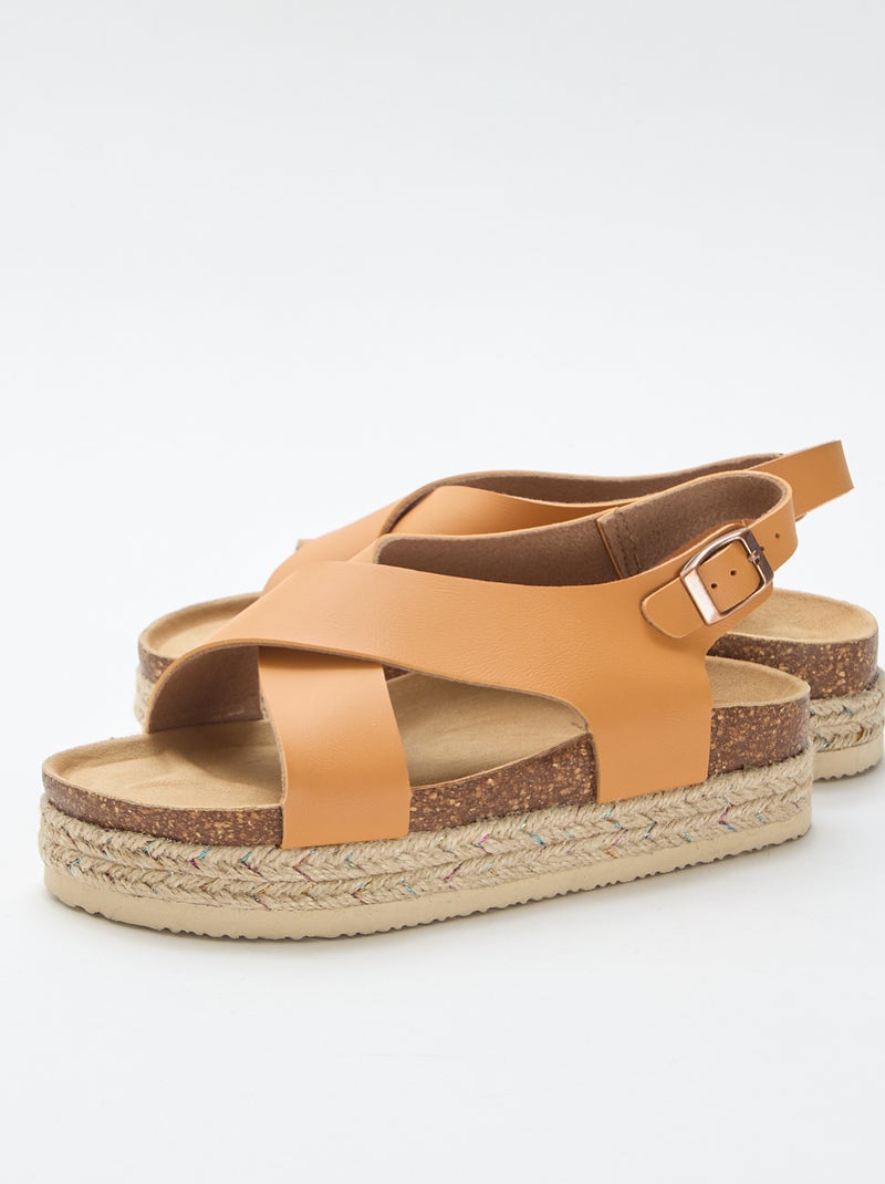 Sandálias de plataforma com tiras cruzadas Castanho - Kiabi