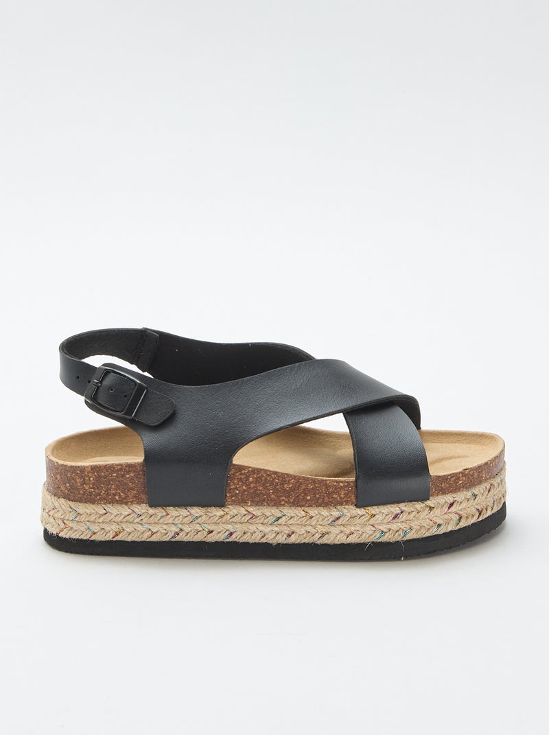Sandálias de plataforma com tiras cruzadas Preto - Kiabi