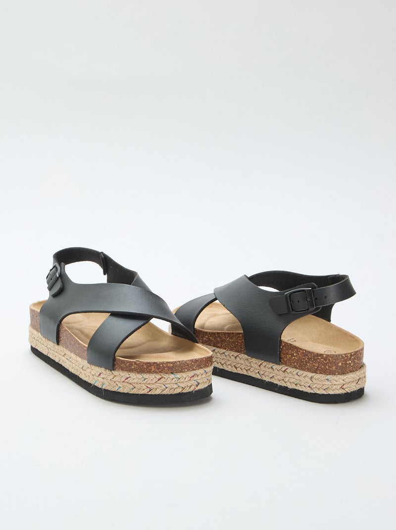 Sandálias de plataforma com tiras cruzadas Preto - Kiabi