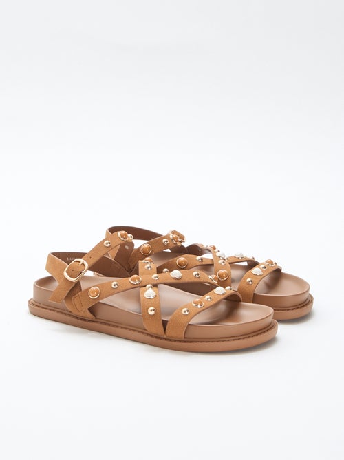 Sandálias de plataforma com tiras de tachas - Kiabi