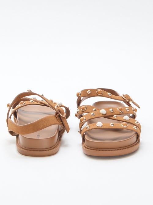 Sandálias de plataforma com tiras de tachas - Kiabi