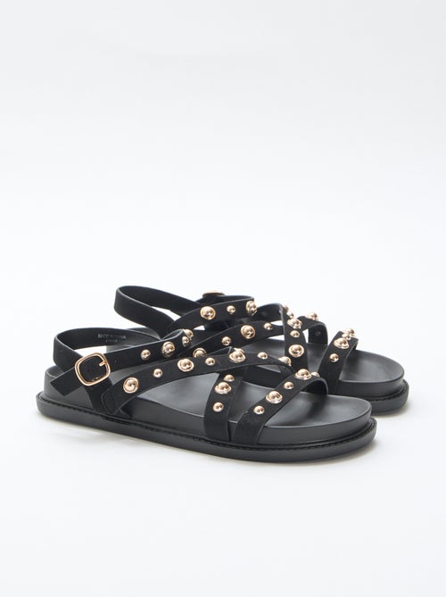 Sandálias de plataforma com tiras de tachas - Kiabi