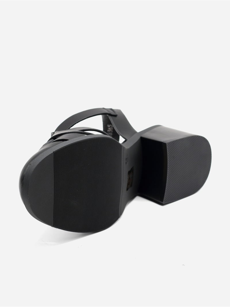 Sandálias de salto alto com tira e fivela Preto - Kiabi