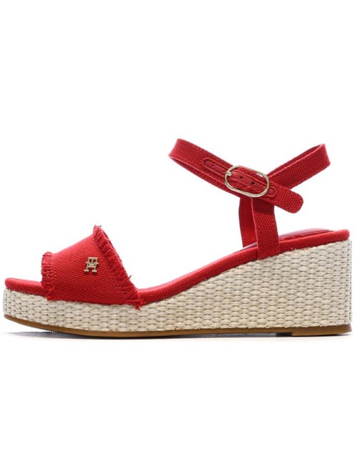 Sandálias de Salto Cunha Vermelhas Tommy Hilfiger para Mulher - Kiabi Sandálias de Salto Cunha Vermelhas Tommy Hilfiger para Mulher - Kiabi