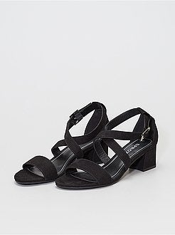 Sandálias de salto em camurça sintética - Kiabi