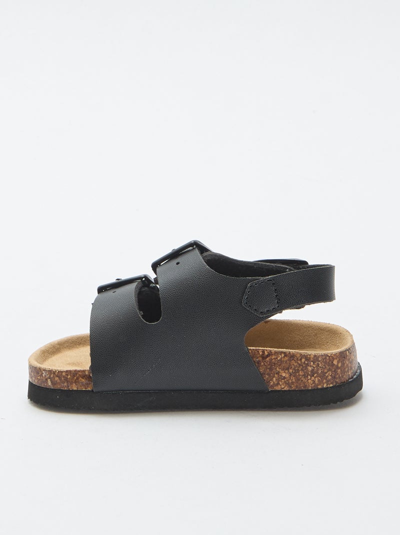 Sandálias de tira dupla com fivelas Preto - Kiabi