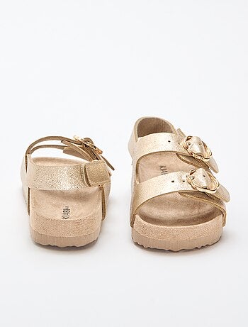 Sandálias de tira dupla com flores