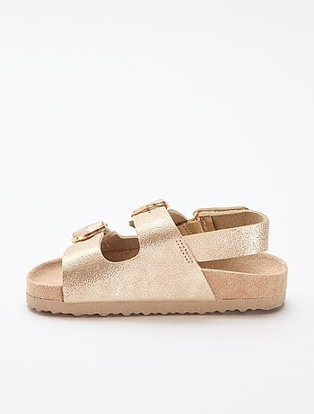 Sandálias de tira dupla com flores