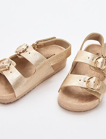 Sandálias de tira dupla com flores