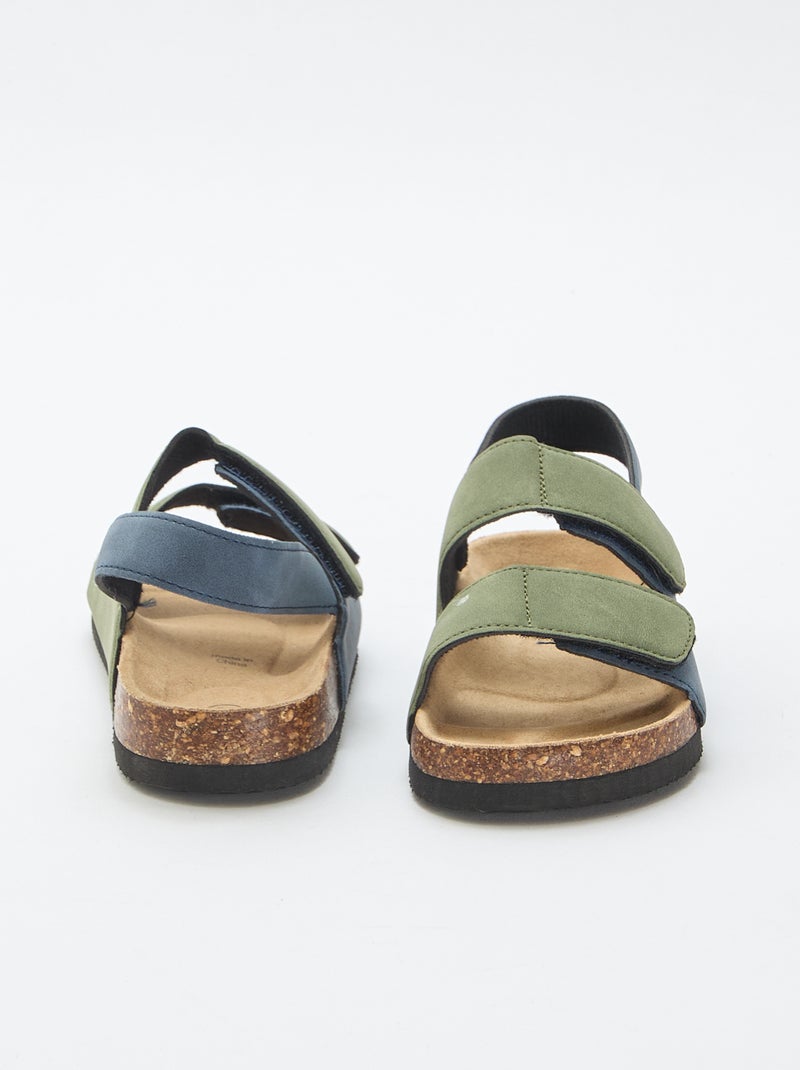 Sandálias de tira dupla com velcro Azul - Kiabi