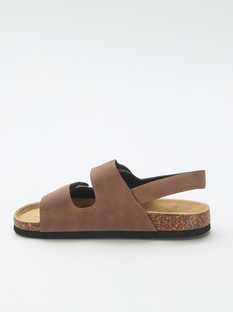 Sandálias de tira dupla com velcro Castanho - Kiabi