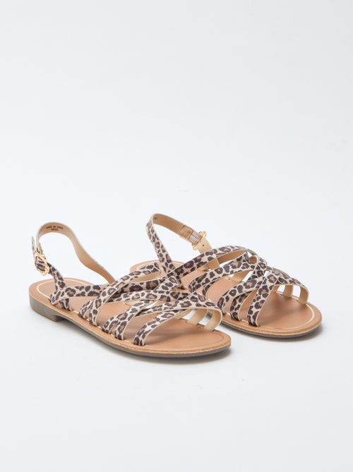 Sandálias de Tiras com Estampado de Leopardo - Kiabi