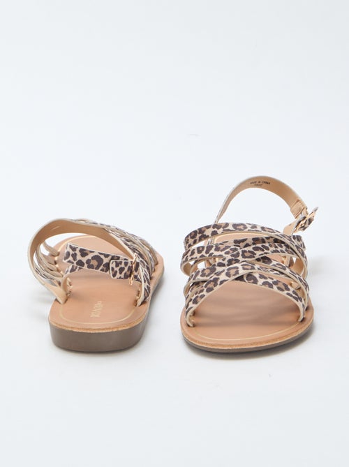 Sandálias de Tiras com Estampado de Leopardo - Kiabi