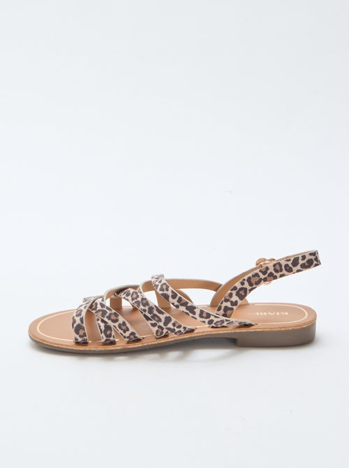 Sandálias de Tiras com Estampado de Leopardo - Kiabi