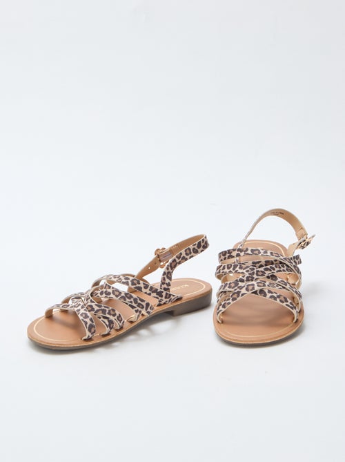 Sandálias de Tiras com Estampado de Leopardo - Kiabi