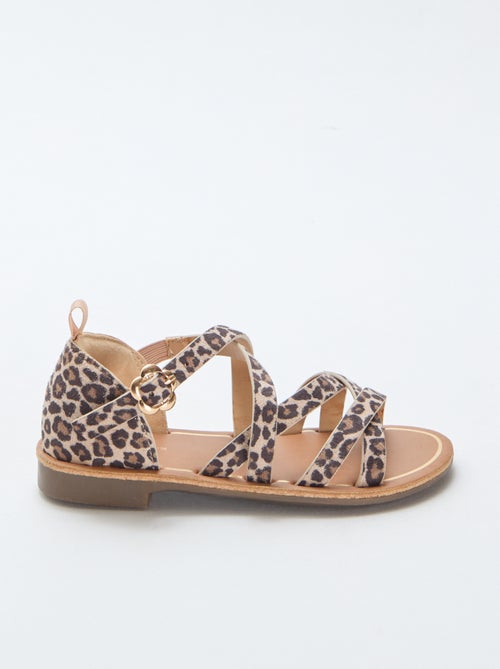 Sandálias de tiras com padrão leopardo - Kiabi