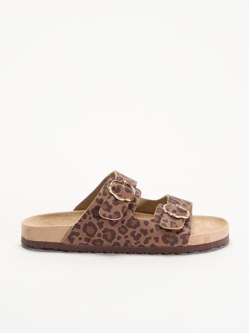 Sandálias de tiras duplas com padrão 'leopardo' - Kiabi