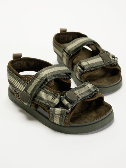 Sandálias de tiras duplas com velcro - Kiabi