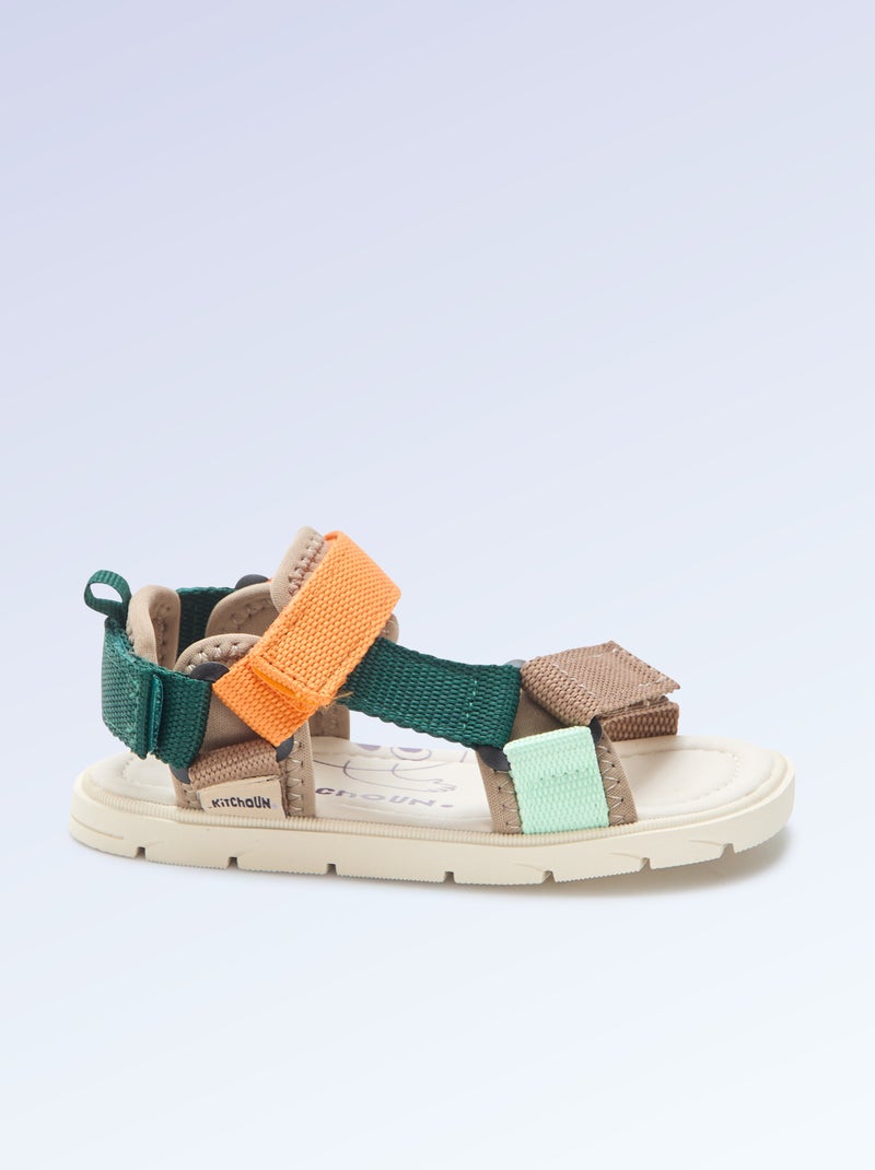 Sandálias de velcro motricidade 4 'andar' - Kitchoun Azul - Kiabi