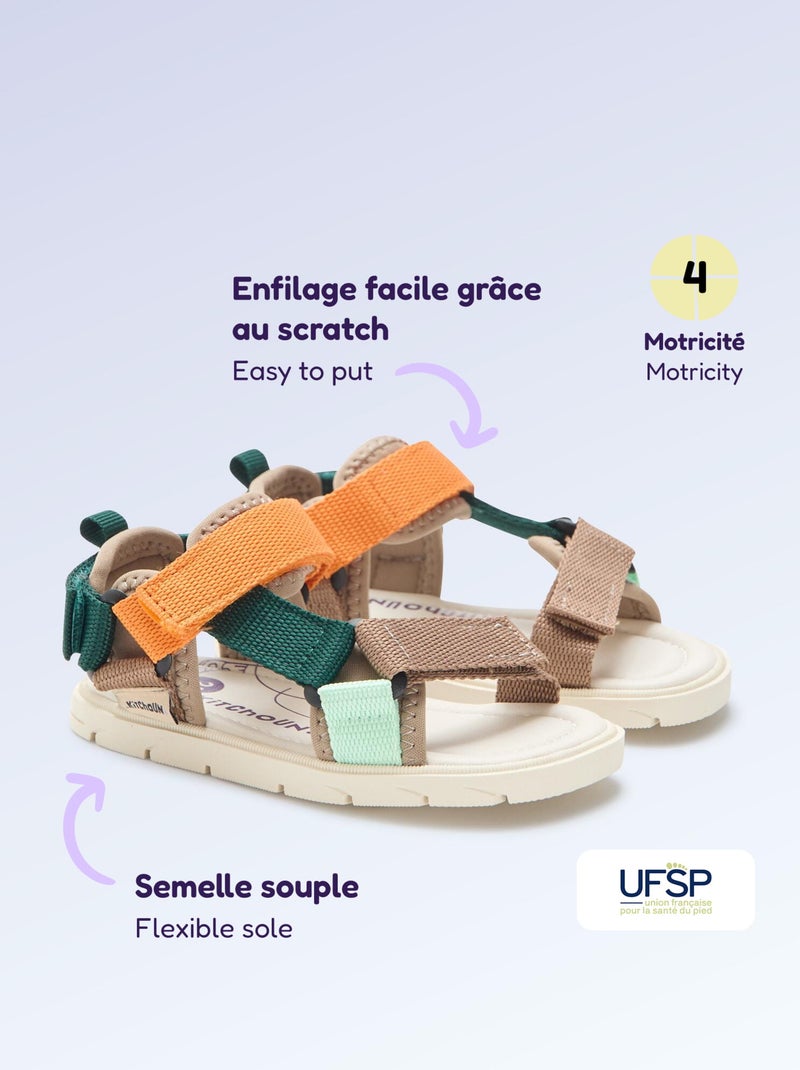 Sandálias de velcro motricidade 4 'andar' - Kitchoun Azul - Kiabi