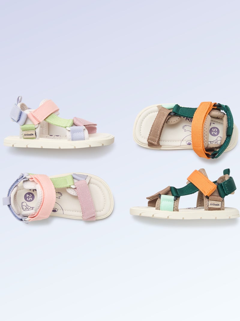 Sandálias de velcro motricidade 4 'andar' - Kitchoun Azul - Kiabi