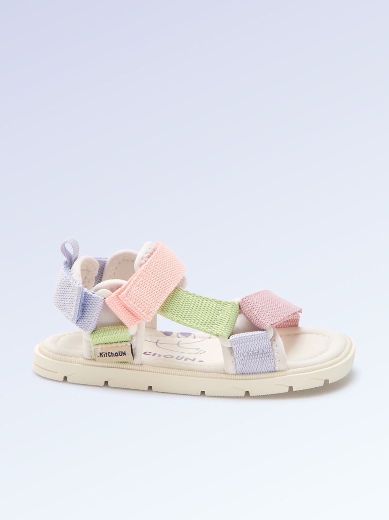 Sandálias de velcro motricidade 4 'andar' - Kitchoun Rosa - Kiabi