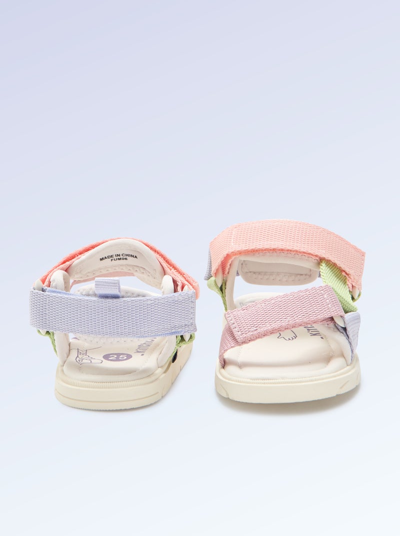Sandálias de velcro motricidade 4 'andar' - Kitchoun Rosa - Kiabi