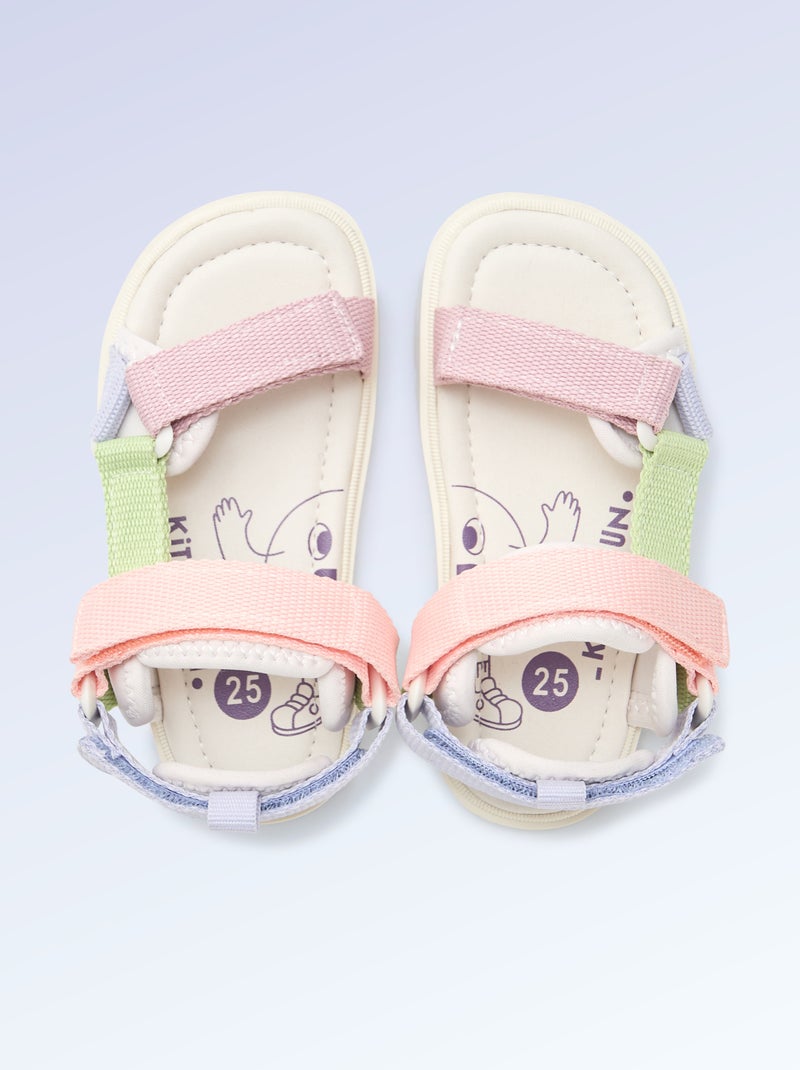 Sandálias de velcro motricidade 4 'andar' - Kitchoun Rosa - Kiabi