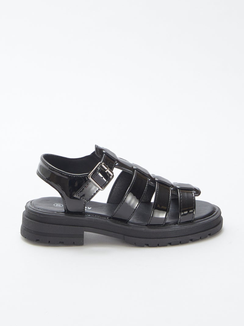 Sandálias de verniz com saltos PRETO - Kiabi